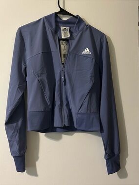 NWT Adidas Aeroready Cropped Track Jacket Full Zip Purple Lilac Womens Size S